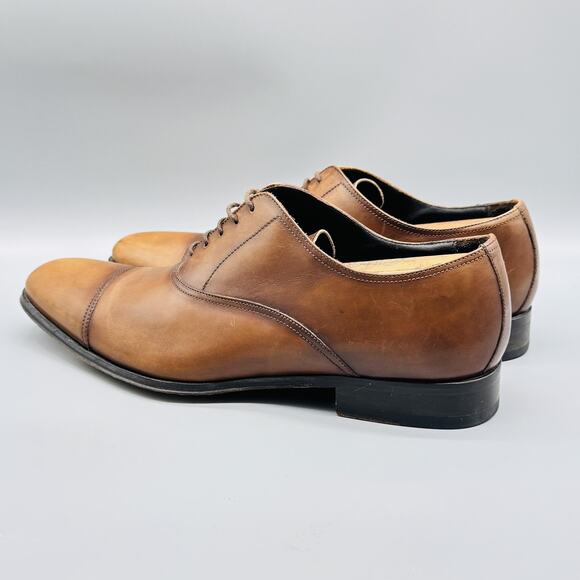 To Boot New York Shoes Mens 10 Brown Leather Adam Derrick Cap Toe Classic Dress - Picture 6 of 12